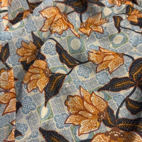 Rachel Zoe Floral Sleeveless Orange Blue and Brown Spring Blouse Top - Picture 6 of 8